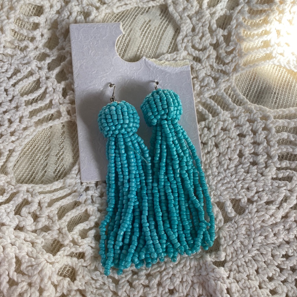 Walmart Hypo Allergenic Turquoise Plastic Bead Dangle Earrings 6$